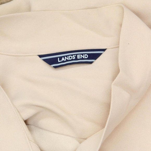 Lands' End 3/4 Sleeve Tie Front Blouse 503277-Sample 2 Tall Opulent Pearl Brown - Picture 3 of 5